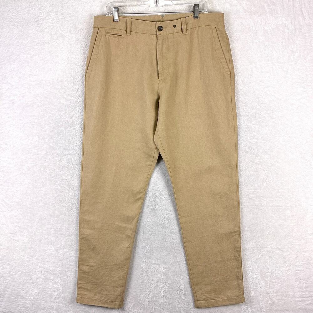 Rag and Bone Pants Mens 34 (36) Tan Linen Trousers Preppy Chino Classic Summer
